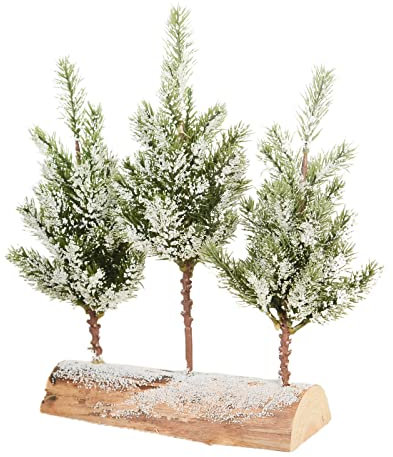 HGUIM Desktop Miniatur Grüner Kiefernbaum mit Schnee Mini-Weihnachtsbäume mit Holzsockel Schnee Frosted Bäume für Tisch Schreibtisch Tops Weihnachten Home Party Urlaub Dekor