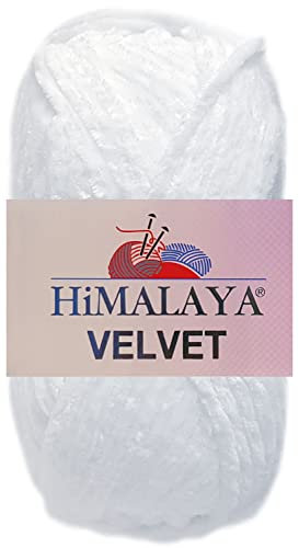 HDK-VERSAND 100 Gramm Himalaya Velvet Uni aus 100% Micro Polyester 90001 Weiss