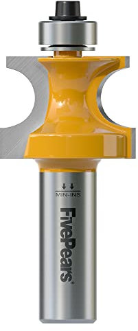Fivepears Bullnose Router Bit Set 1/2 Shank, Bearing Half Round Router Bits for Woodworking, Carbide Tipped Edge Bits for Cutting Door Cabinet Shelve Table Radius 1/4, 1/10 Minor Cutting Length