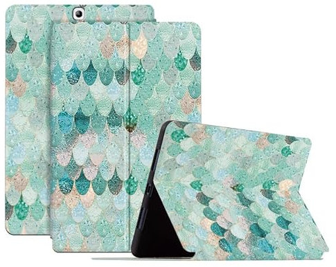 SNCLET per Samsung Galaxy Tab S2 8.0 Custodia Protettiva Cover per Tablet Slim con Auto Sleep/Wake up Supporto Case in Pelle PU Custodia per Samsung Tab S2 8.0 Case SM-T715,T710,T719,T713,Onde Verdi