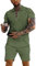 URRU Herren-Poloshirt und Shorts-Set, Sommer-Outfits, modisch, lässig, kurzärmelig, Poloanzug für Herren, 2-teiliges kurzes Set, Grün (Army Green), Small