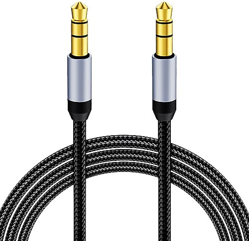 AXFEE Aux Cable, 3.5mm Audio Cable, 3.28ft/1M Nylon Braided Aux, Stereo Jack To Jack Audio Cable Compatible with Car, Headphone, iPhone, iPad, iPod, Samsung, MP3 Player, Smartphone, Tablet and More