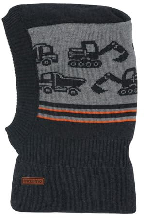 maximo Mini Boy-Schlupfmütze, Allover Baufahrzeuge Made in Germany 51 mittelgraumeliert/carbonmel.