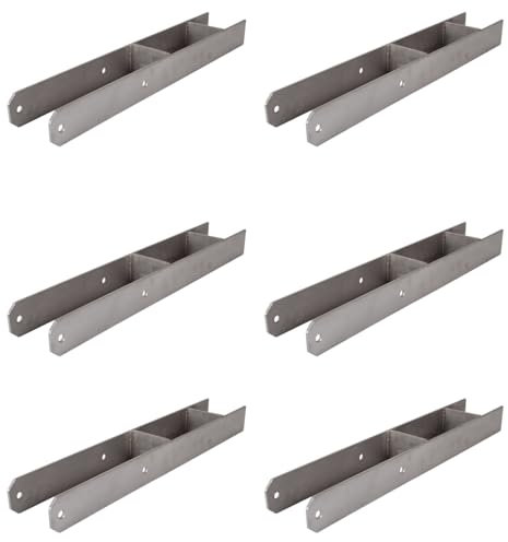 6er Set H-Pfostenträger 9x9 x60 cm mit 5,5 mm Materialstärke aus Stahl, verzinkt, zum Einbetonieren | H-Pfostenanker | H-Träger | H-Pfostenhalter für 9x9 Holz-Pfosten, Zaun-Pfosten & Carport