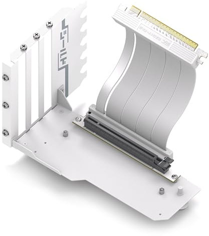 EZDIY-FAB Shield Series Vertical GPU Mount for Graphics Cards – High-Speed PCIe 4.0 Riser Cable, 115mm/4.52in Flexible Extension, 90° Connector, Compatible with Full-Open PCIe Slots (White)