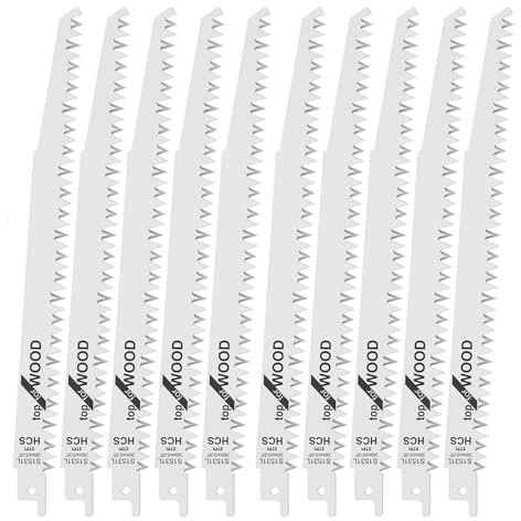 Bestgle Lot de 10 lames de scie sabre d'élagage pour bois PVC S1531L 240 mm 5TPI
