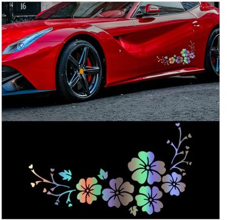 JNNJ 4 Pezzi Decalcomanie per Auto Floreali, Macchina Adesivi per Decorazioni Esterne Automobilistiche in Vinile per Decalcomanie Auto a Fiori, Universali SUV Camion Moto(Sette Colori)