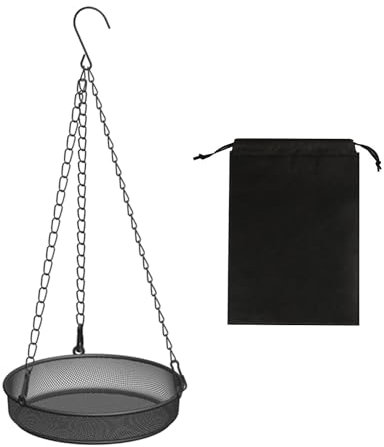 1 disc bird feeder with 1 non-woven bag, metal mesh bird feeder, hanging mealworm feeder, metal feeding bowl, suitable for feeding bird food, dried mealworms, etc.