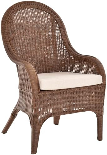 korb.outlet Bequemer Rattansessel mit hoher Rückenlehne Rattan Rattanstuhl Lounge mit Breiten Armlehnen (mit Polster, Braun)