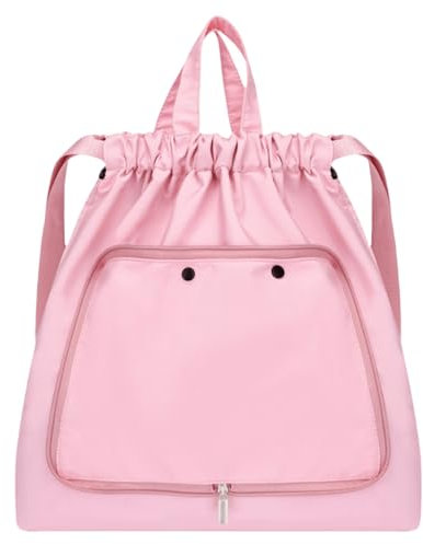 Turnbeutel Gross Wasserabweisend Lässig Faltbar - Sportbeutel Nylon Pink Sportrucksack mit Kordelzug Große Kapazität Beutel mit Tunnelzug Basketballtasche Fußballtasche für Erwachsener - B03509