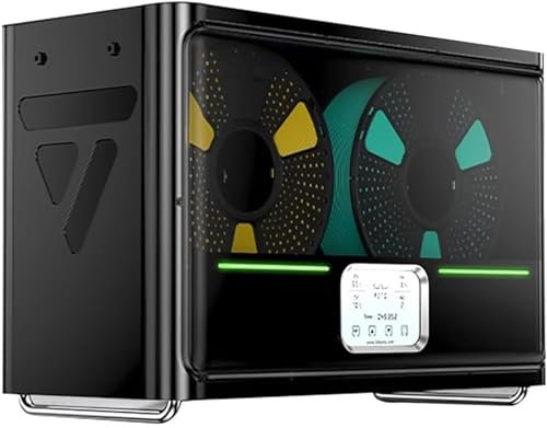 McbeAn Caja Seca De Filamentos para Impresora 3D, Deshidratador De Impresora De Cuatro Bobinas, Diseño De 3 Ventiladores, Detección De Humedad En Tiempo Real, Calentador PEC, Pantalla Táctil Grande