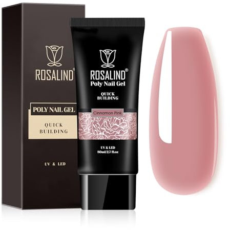 ROSALIND Gel Ricostruzione Unghie 80 ml, Cinnamon Pink Poly Nail Gel UV LED, Gel Estensione per Unghie per Professionale, Principiante, Regalo per le amanti delle unghie