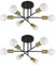 CBJKTX 2ER Deckenlampe Vintage Deckenleuchte E27-6 Flammig Retro Wohnzimmerlampe Industrial Schlafzimmerlampe Gold aus Metall für Schlafzimmer Küche Esszimmer Wohnzimmer (ohne Leuchtmittel)