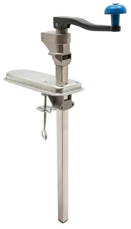 Commercial Can Opener, 7.9in Long, Manual Table for Up to 23.6in Tall, Fixed with Clamp or Screws, Ergonomic Swing Handle & One Spare Knife, Restaurants, Stainless Steel, Silver