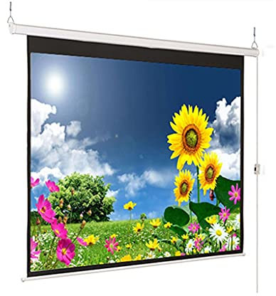 ZHCHAO 72 inch 16:9 Matte Gray Fabric Fiber Glass Electric Motorized Projector Screen Home Cinema Business School Bar
