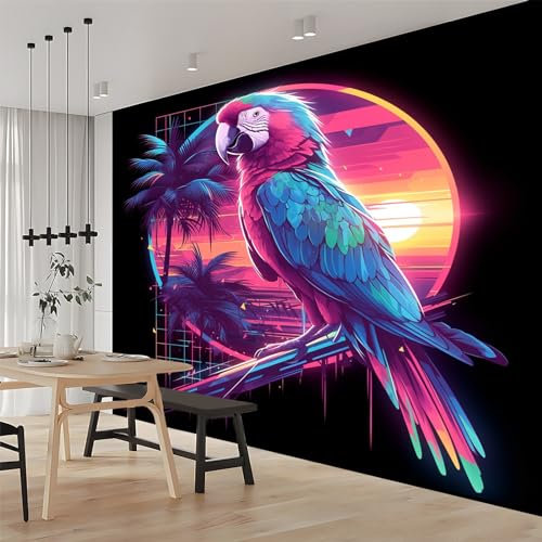 Art Fototapete Palmenpapagei 250x175 cm Vlies Tapeten 3D Effekt Moderne Wandtapete Wohnzimmer Schlafzimmer Wandbilder Wand