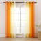 L.Z.E Vorhänge Gardine mit Farbverlauf Vorhang Orange Weiß für Wohnzimmer Kinder Mädchen Schlafzimmer Fenster Transparent mit Ösen 2er Set Voile Gardinen Schal 140 x 145 cm Kurz (LZE2220E-OR145)