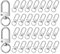 JJUNW 30 Stück Schlüsselanhänger Karabiner, Karabinerhaken mit Drehgelenk, Karabinerverschlüsse mit D-Ring 360° drehbarem Schlüsselringe Edelstahl für DIY Keychain Schlüsselring Stecker (Silber)