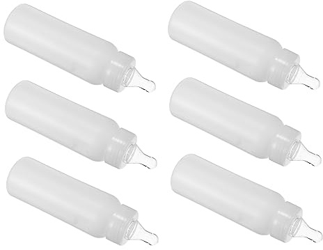Tierfutterflasche aus Kunststoff und Silikon 250ml, für Jungtiere | Junges Kalb und Lamm, Weiß, Haushaltsnah für Jungtierfütterung, 250ml, 6 Stück