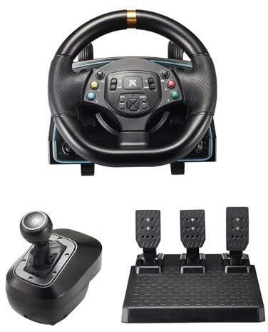DOYO Gaming Steering Wheel with Shifter and Pedal, 900°&1080° PC Steering Wheel with Paddle Shifters, Hall Effect Pedal, Racing Steering Wheel for Xbox One, PC, Xbox Series X/S, PS3 and Switch