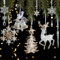 TINA Christbaumschmuck 8 Stück Anhänger Weihnachtsbaum Acryl Weihnachtsbaumschmuck Schneeflocken Weihnachtsbaum Eiszapfen Deko Rentier Glöckchen Baumschmuck Weihnachten Christmas Decorations