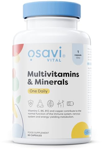 Osavi Multivitamin & Minerals OneDaily – 60 Capsules | Supports Energy Metabolism, Nervous System & Immune Function | Unique Blend of Vitamins, Minerals & BioPerine® for Enhanced Absorption
