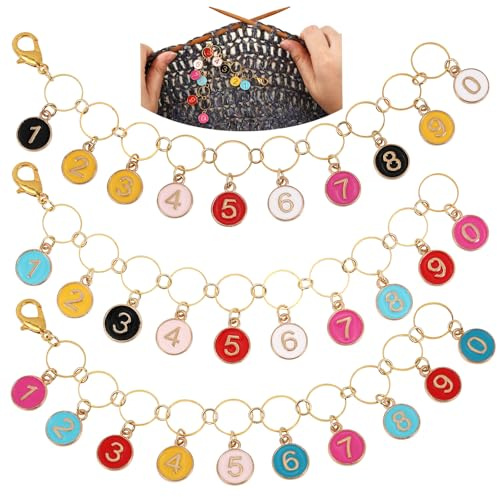 COGCHARGER Enamel Crochet Stitch Markers, Knitting Row Counter, 3Pcs
