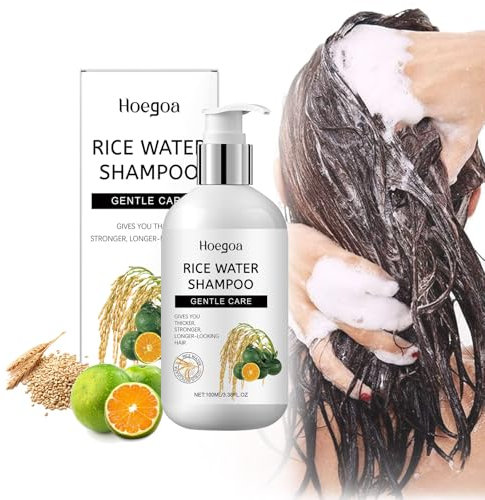 Shampoo all'acqua di riso, shampoo all'acqua di riso per perdita di capelli, migliora forza e lucentezza, condizionamento profondo per ciocche secche e crespe, aggiunge volume e riduce la rottura,