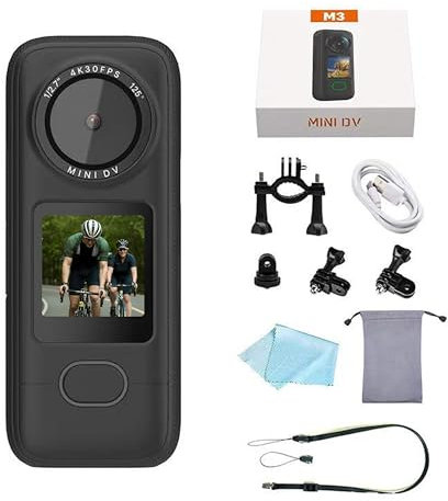 Genérico Cámara de acción Impermeable,Cámara Deportiva,Vídeo 4K Gran Angular,210 Min Batería,Impermeable ipx6,Pantalla táctil,Estabilización,para Deportes (M3)