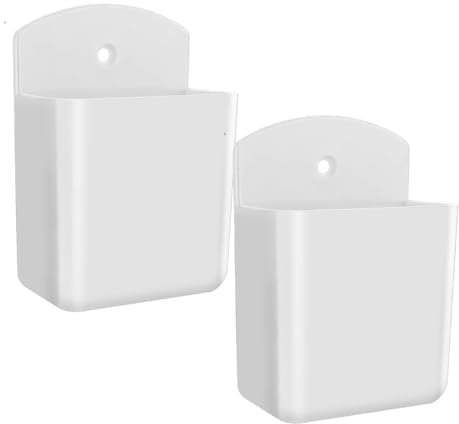 CYXZMYA 2er Set Fernbedienungs-Halterung weiß, Wandorganizer-Box mit Deckel – Aufbewahrungsbox für Fernbedienung, Stifte & Schlüssel (Wandmontiert für Zuhause/Büro)