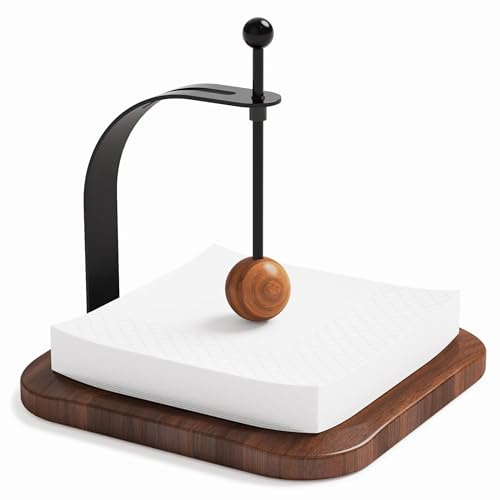 Walnut Napkin Holder for Table Wood Square Napkin Dispenser with Metal Cocktail Napkin Holder, Suitable for Kitchen, Restaurant, Bar, Office, Parties, Home Décor