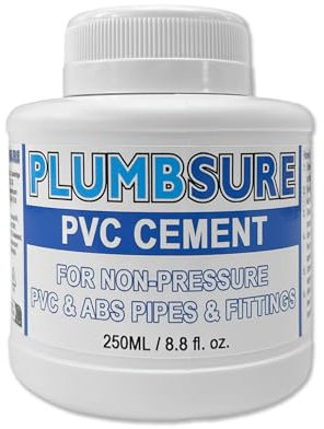 Plumbsure PVC Cement - Plumbers PVC Glue for Non-Pressure Pipes and Fittings