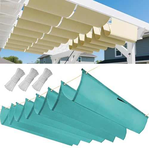 Einziehbar Welle Sonnensegel 4x4.5M(BxL), Verstellbar Schattenabdeckung, Wasserdicht Sonnenschutz Sonnenschutz Schutz vor UV- Strahlungen für Pergola Garten Schattenabdeckung - Türkis