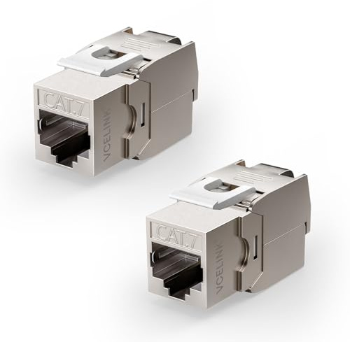 VCELINK 2 x CAT 7 Keystone RJ45 Modul, Werkzeuglos LSA, 10 Gbit/s, 600 MHz | vollgeschirmte Einbaubuchse für Patchpanel und Netzwerkdose, AWG 22–24, PoE-kompatibel