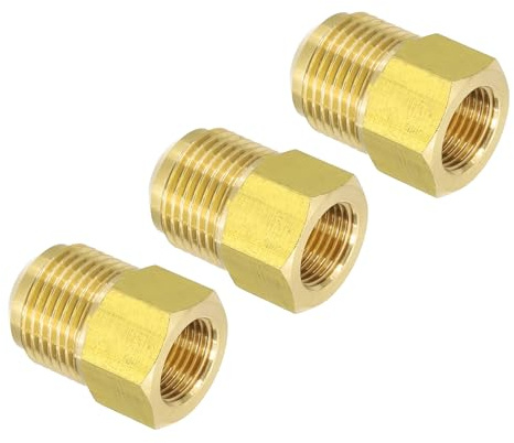 PATIKIL 3/8 IG-Flansch x 5/8 AG-Flansch Adapter, 3 Stück SAE 45° Messing Rohrverbindung, Messing Gewindeadapte, Rohr Fitting für Gasleitung/Kältetechnik/HLK