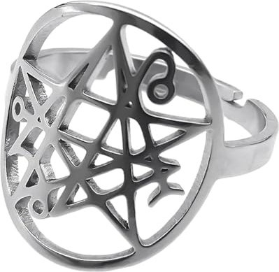 IOETSEUT Damen Schmuck Ring Necronomicon Call of Cthulhu Mythos Ring für Frauen Männer Hohle Satan Ringe Schmuck Geschenk