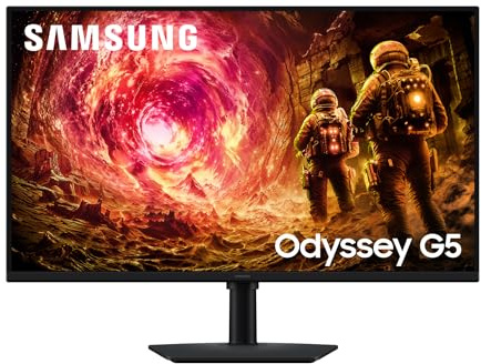 Samsung Écran Gaming Odyssey G5 G50F 32, 180Hz, QHD (2560 x 1440), 1ms, 1.000:1, Inclinable, Orientable, Pivotable, Ajustable en Hauteur, HDMI (2.0), Display Port (1.2), LS32FG502EUXEN