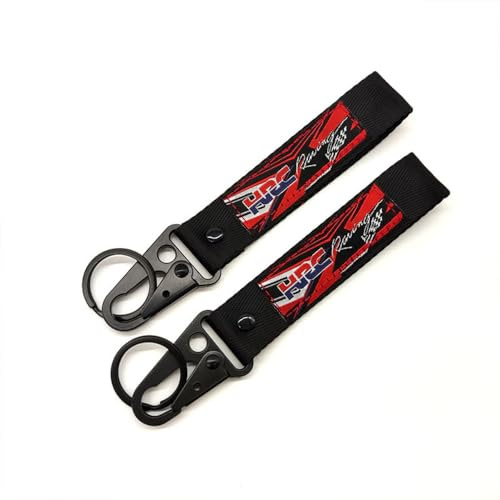 Motorrad Polyester Stickerei Schlüsselring Anhänger für Honda HRC Personalisierte Schlüsselanhänger Individuelle Schlüsselringe Schlüsselbänder, Schlüsselring Zubehör,Black-A