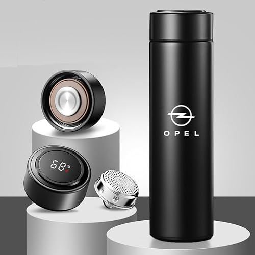 YWDRE Thermo Becher Auto für Opel Vauxhall Mokka X 2018-2023, Auto Trinkflasche Edelstahl Isolierflasche Auslaufsicher für Fitness, Schule, Outdoor, Sport, Gym