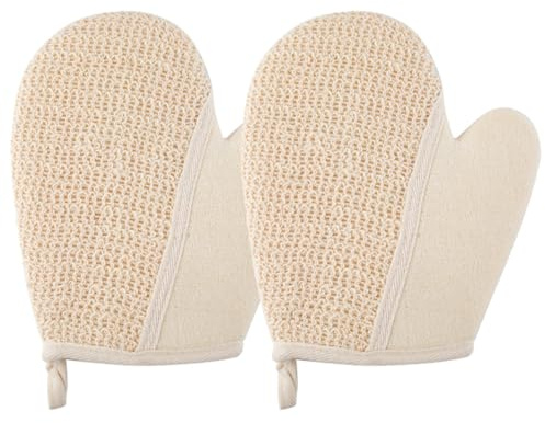 2 Stück Badehandschuhe aus Leinen, Körperpeeling für Erwachsene