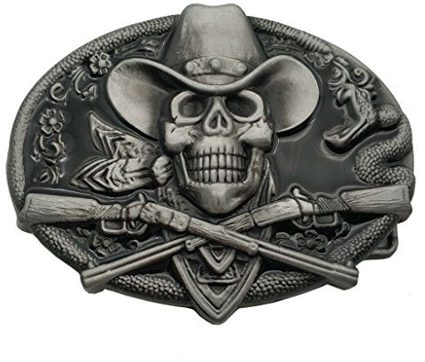 YONE Xwest Western Cowboy Skull Pirate Rifles Belt Buckle Black Gürtelschnallen