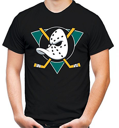 Mighty Ducks Männer und Herren T-Shirt | Trikot Film Kult Geschenk | M3 (XXL, Schwarz)