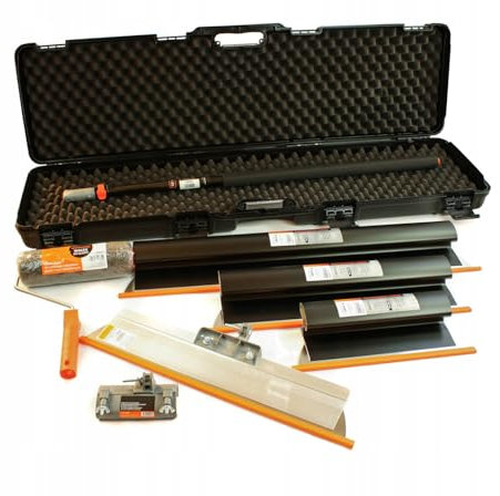 Black Profi Set : 3 x Flächenspachtel (350mm, 550mm, 800mm) - Aluminium Teleskopstange - Stielaufnahme - Rollspachtel Koffer - Werkzeug Koffer Masterset 7-tlg - Made in EU