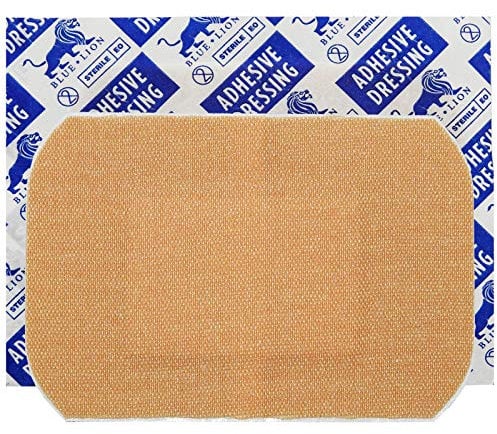 Blue Lion Large Sized Fabric 7.2cm 5.1cm Injury Wound Medical Grade CE Plasters - 50 Pack