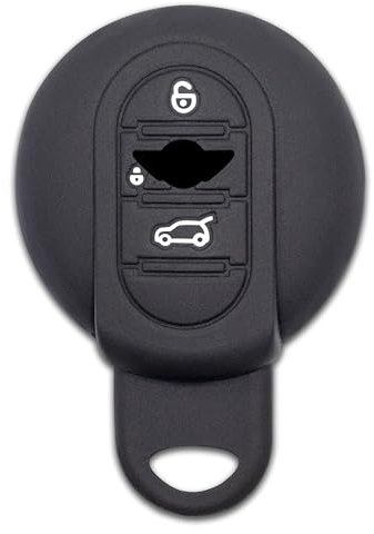 Lage Guscio in Silicone compatibile con Mini Cooper, One, Clubman, John Cooper Works, Countryman Cabrio - Cover Custodia Copri Chiave Protettiva per Telecomando Tasti Pulsanti Nero con Bandiera
