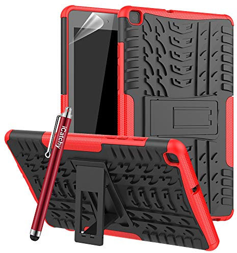 For Samsung Galaxy Tab A 8.0 Inch 2019 Case [SM-T290 SM-T295] Heavy Duty Armor Hybrid Shockproof Dual Layer Hard Cover (Red)