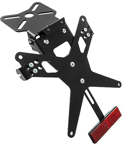 Zieger X-Line Kennzeichenhalter 10006656 Universal Motorrad Kennzeichenträger Nummernschild Halter/Halteplatte Heck Umbau Streetfighter Typ8 (inkl. Kennzeichenbeleuchtung und Rückstrahler)