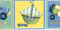 Dundee Deco BD6270 Prepasted Wallpaper Border - Kids Blue, Yellow, Green Boat, Plane, Train, Car Wall Border Retro Design, 15 ft x 5 in (4.57m x 12.7cm)