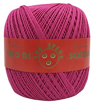 filati italiani Cotone Filo di Scozia 100g Titolo 5-8 - 12-16 (Fucsia - 196, 5)