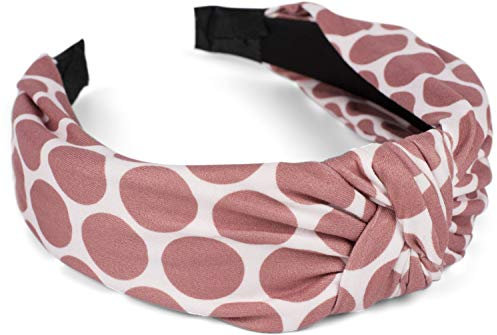 styleBREAKER Damen Haarreif mit Polka Dots Punkte Muster und Knoten, Retro Style Rockabilly Vintage Look, Haarband 04027023, Farbe:Creme-Altrose